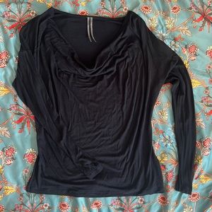 Anthropologie - basic womens black top with cowl neck detail